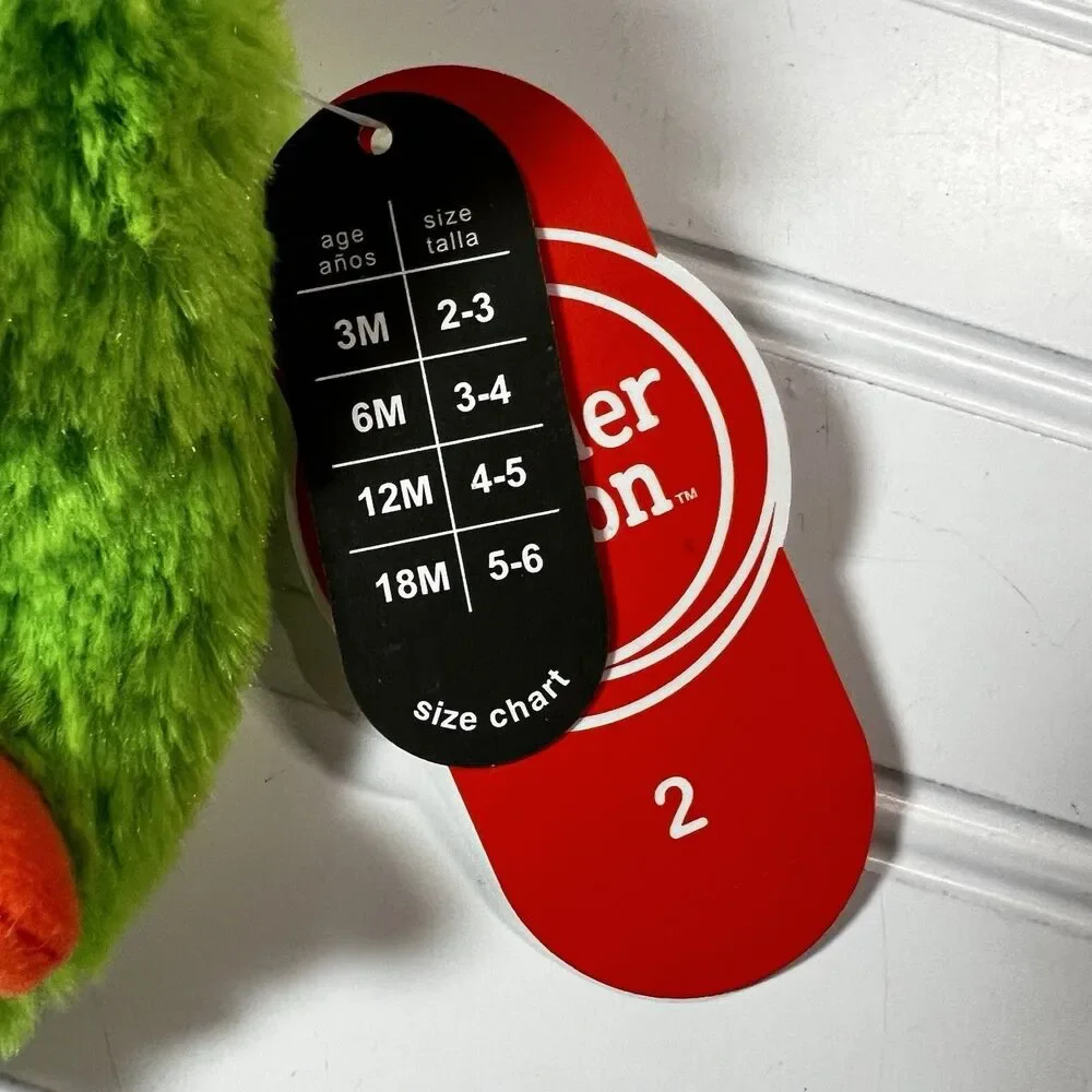 Baby Green Monster Slippers Toddler Size 2 Wonder Nation NWT